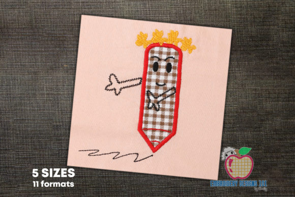 Cute Pencil Cartoon with Line Embroidery Design Review