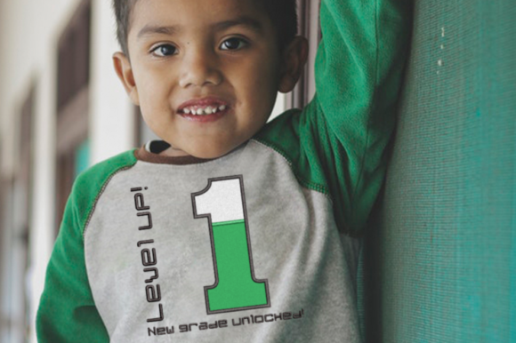 Level Up 1st Grade Applique: A Fresh Embroidery Design for Back to School Apparel