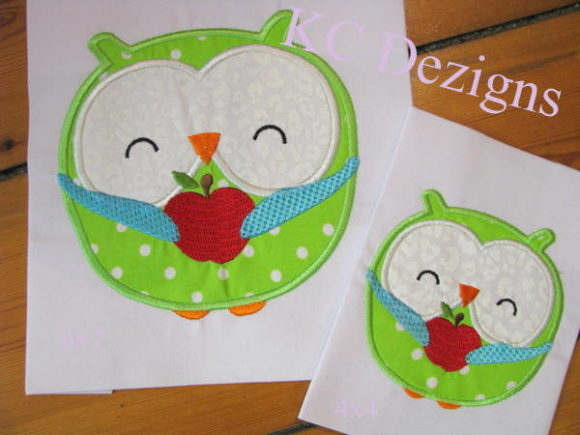 Owl Holding Apple: A Charming Back to School Embroidery Design