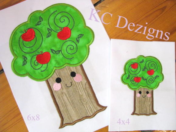 Smiley Apple Tree: A Charming Embroidery Design for Personalized Gifts